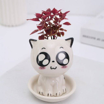 Mini Cat Shaped Cartoon Ceramic Flowerpot - Fun Gifts & More