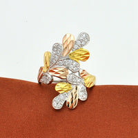 Sterling Silver Color Silver Ring Color Gold Ring Index Finger Leaf Ring - Fun Gifts & More