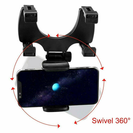 Universal Car Rear View Mirror Mount Stand GPS Cell Phone Holder 360 Rotation - Fun Gifts & More