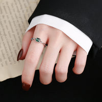 S925 Sterling Silver Emerald Zircon Chain Ring - Fun Gifts & More