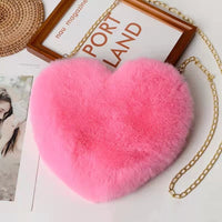 Heart Shaped Plush Chain Shoulder Party Purse - Fun Gifts & More