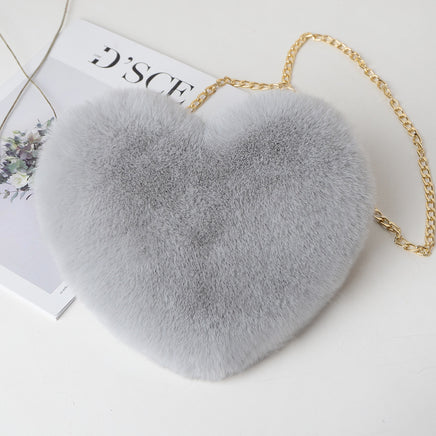 Heart Shaped Plush Chain Shoulder Party Purse - Fun Gifts & More