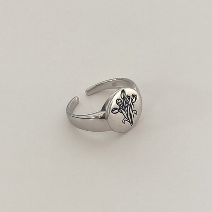 Sterling Silver Element Carved Ring - Fun Gifts & More