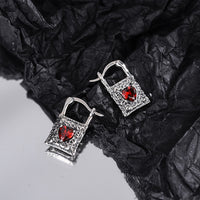 Sterling Silver Earrings Vintage Silver Lock Earrings Inlaid With Heart-shaped Zircon S925 Silver - Fun Gifts & More