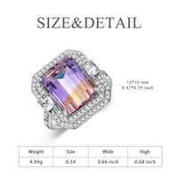 Sterling Silver Purple Crystal Birthstone Amethyst Adjustable Ring - Fun Gifts & More