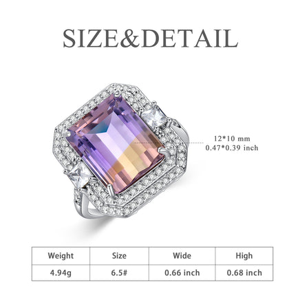 Sterling Silver Purple Crystal Birthstone Amethyst Adjustable Ring - Fun Gifts & More