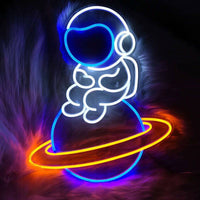 Planet Shape Astronaut Spaceship Neon Wall Light - Fun Gifts & More