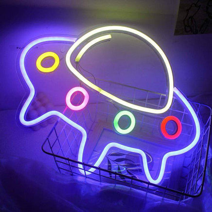 Planet Shape Astronaut Spaceship Neon Wall Light - Fun Gifts & More