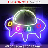 Planet Shape Astronaut Spaceship Neon Wall Light - Fun Gifts & More