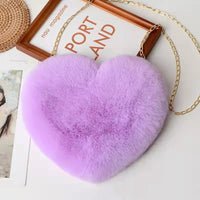 Heart Shaped Plush Chain Shoulder Party Purse - Fun Gifts & More