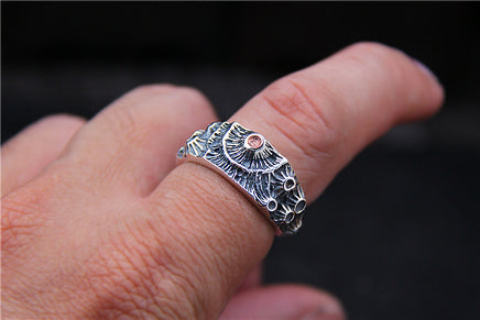 Trendy Sterling Silver  Ring Crater Ring Male - Fun Gifts & More