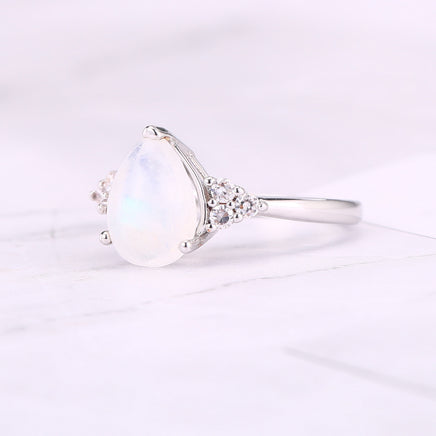 Natural Semi-Precious Moonstone Ring Simple - Fun Gifts & More