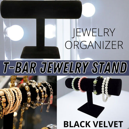 T-Stand For Necklaces & Bracelets Black Velvet Holder Organizer Jewelry Display - Fun Gifts & More