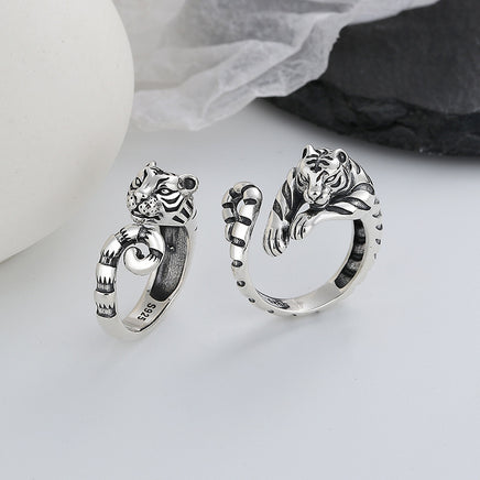 S925 Silver Tiger Styling Ring Unique Natural - Fun Gifts & More