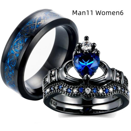 Crown heart love sapphire ring - Fun Gifts & More