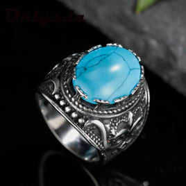 Personalized Retro Punk Turquoise Tiger Eye Men's Ring Stainless Steel - Fun Gifts & More