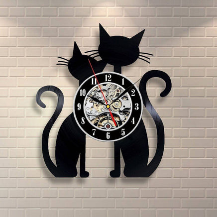 Fashion Creative Cat Vinyl Record Wall Clock Decoration Room Ultra Quiet Quartz Wall Clock - Fun Gifts & More