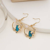 Fashion Cartoon Kitten Geometric Circular Garland Earrings - Fun Gifts & More