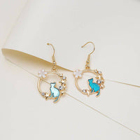 Fashion Cartoon Kitten Geometric Circular Garland Earrings - Fun Gifts & More