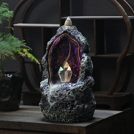 Creative Resin Backflow Incense Burner Crystal Cave LED Night Light - Fun Gifts & More