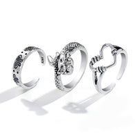 Hot Selling Creative Personality Butterfly 2-Piece Set Ins Same Punk Style Couple Ring - Fun Gifts & More