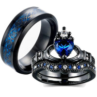 Crown heart love sapphire ring - Fun Gifts & More