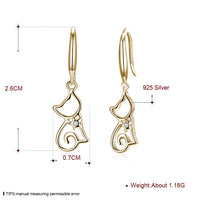 Sterling Silver Cat Zircon Earrings Earrings For Women - Fun Gifts & More