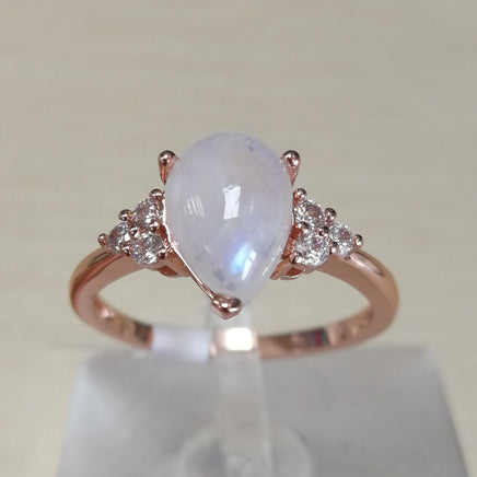 Natural Semi-Precious Moonstone Ring Simple - Fun Gifts & More