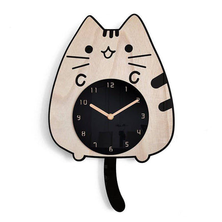 3D Wooden Cartoon Cats Wall Clock - Fun Gifts & More