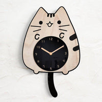 3D Wooden Cartoon Cats Wall Clock - Fun Gifts & More