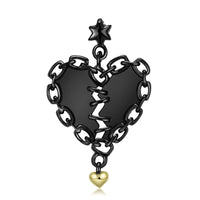 Sewn Heart Necklace Hollow Zirconium Inlaid Black Gold Niche Design S925 Sterling Silver Pendant - Fun Gifts & More