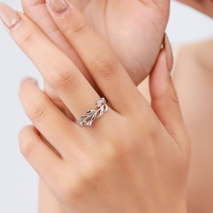 Fashion Micro Diamond Leaf Ring - Fun Gifts & More