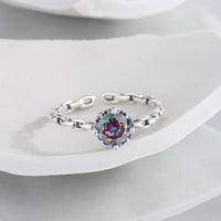 925 Sterling Silver Multicolor Zircon Chain Ring Female - Fun Gifts & More