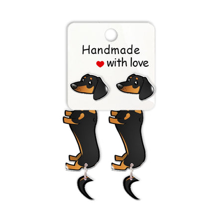 Cute Animal Dachshund Stud Earrings Cartoon Puppy - Fun Gifts & More