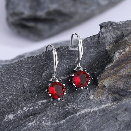 Bright Red Sunflower Earrings Exquisite Earrings S925 Sterling Silver - Fun Gifts & More