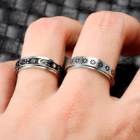 Stainless Steel Rotatable Spinner Ring Moon Stars Relieve Anxiety Rings - Fun Gifts & More