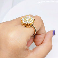 Rotating SUNFLOWER Full Diamond Sunflower Ring - Fun Gifts & More