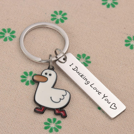 Funny Lover Gift Ducking Love You Cute Duck Pun Keychain Couples Jewelry Valentines Day Gift For Boyfriend Girlfriend - Fun Gifts & More