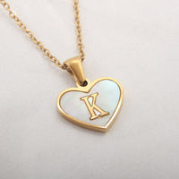 26 Letter Heart-shaped Necklace White Shell Love Clavicle Chain Fashion Personalized Necklace For Women Jewelry Valentine's Day - Fun Gifts & More