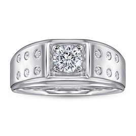 Sterling Silver Ring Platinum Plated Men's Zircon Ring - Fun Gifts & More