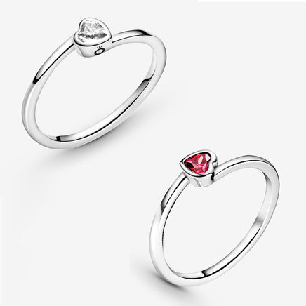 S925 Silver Ring Heart-shaped Ring Female - Fun Gifts & More