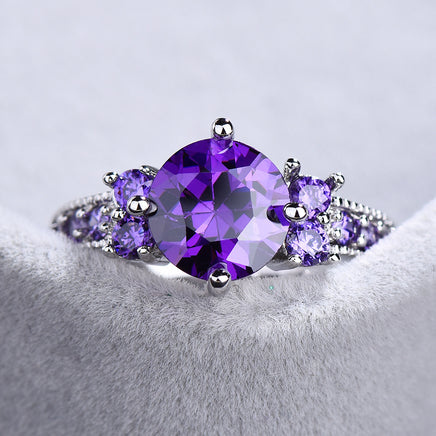 Ring Retro Female Japanese And Korean Purple Zircon Ring Diamond Ring - Fun Gifts & More