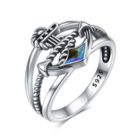 Anchor Rings Sterling Silver Nautical Blue Anchor Finger Ring - Fun Gifts & More