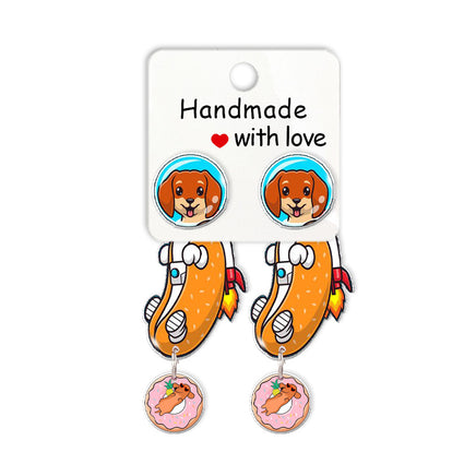 Cute Animal Dachshund Stud Earrings Cartoon Puppy - Fun Gifts & More