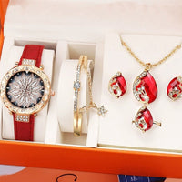 Women's Suit Gift 5-piece Set Watch Bracelet Ring Necklace Earrings Combination Gift Box - Fun Gifts & More