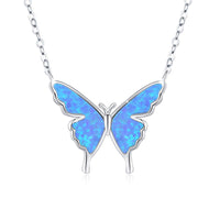 925 Sterling Silver Opal Butterfly Necklace - Fun Gifts & More