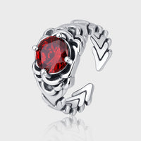 Original S925 Sterling Silver Trend Woven Red Zircon Ring - Fun Gifts & More