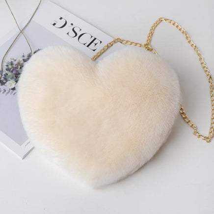 Heart Shaped Plush Chain Shoulder Party Purse - Fun Gifts & More