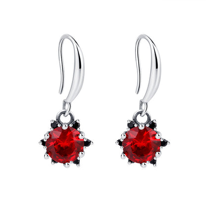 Bright Red Sunflower Earrings Exquisite Earrings S925 Sterling Silver - Fun Gifts & More