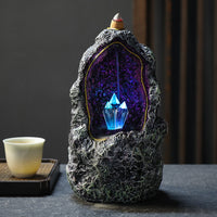 Creative Resin Backflow Incense Burner Crystal Cave LED Night Light - Fun Gifts & More